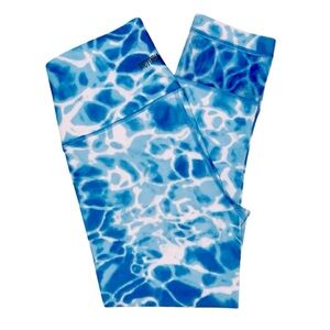 Victoria's Secret Sport Blue & White Patterned Cropped Athletic Leggings
